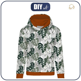 WOMEN’S HOODIE - FLOWER BOUQUET  pat. 3 (gold) - Elastic brushed knit fabric