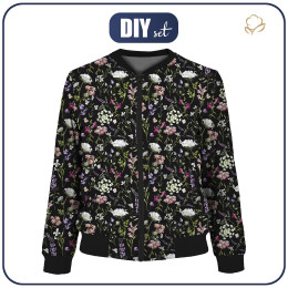 WOMEN’S BOMBER JACKET (KAMA) - PASTEL FLOWERS / black - sewing set