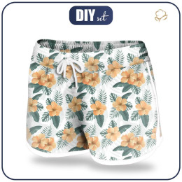 Women’s boardshorts - HIBISCUS Pat. 2 / yellow - sewing set
