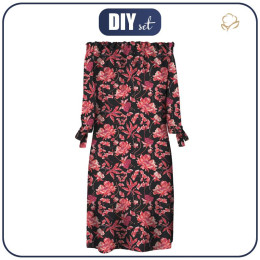 DRESS "CARMEN" - RED FLOWERS pat. 3 - sewing set
