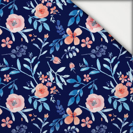 PAINTED PEONIES / navy - light brushed knitwear
