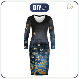 PENCIL DRESS (ALISA) - BUTTERFLIES / gold - sewing set