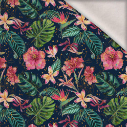 TROPICAL JUNGLE / dark blue - brushed knitwear with elastane ITY