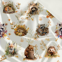 AUTUMN ANIMALS / white - Satin