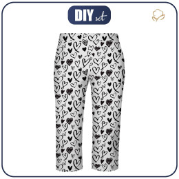 Pajamas-cropped pants "LINDA" - HEARTS / black - sewing set