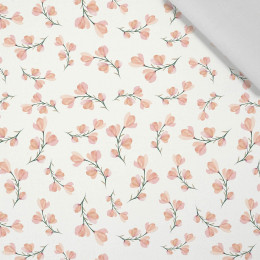 PINK FLOWERS PAT. 4 / white - Cotton woven fabric