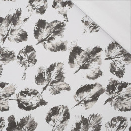 GREY LEAVES - Cotton woven fabric