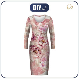 PENCIL DRESS (ALISA) - WATERCOLOR FLOWERS PAT. 6 - sewing set
