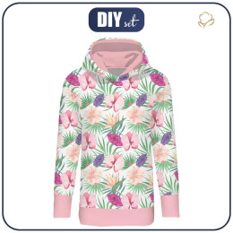 WOMEN’S HOODIE - FLOWER BOUQUET  pat. 3 (gold) - Elastic brushed knit fabric
