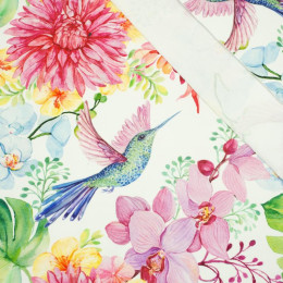 HUMMINGBIRDS AND FLOWERS - looped knit 