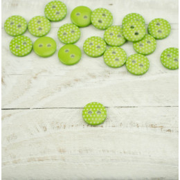 Plastic button with dots small - lime