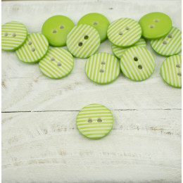 Plastic button with stripes middle - lime
