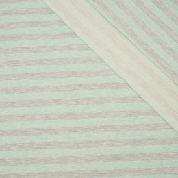 STRIPES 1x1 / melange mint - melange light grey - looped knitwear with elastan PE260