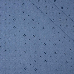 FLOWERS / muted blue - Embroidered cotton fabric