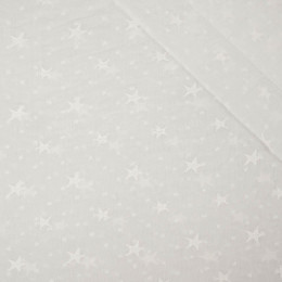 STARS / white - Embroidered cotton fabric