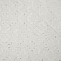  FLOWERS / white - Embroidered cotton fabric