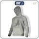 MEN’S HOODIE - GEOMETRIC EAGLE (ADVENTURE)  / melange light  grey - sewing set 