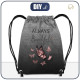 GYM BAG - ALWAYS BEAUTIFUL (GLITTER BUTTERFLIES) / ACID WASH GREY - big