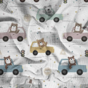 COLORFUL CARS / traffic lights (CITY BEARS) - Cotton muslin