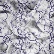 FLOWERS pat. 2 (purple) - Cotton muslin
