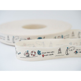 Cotton ribbon with ship pattern