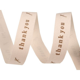 Cotton Ribbon width 15 mm printed - THANK YOU