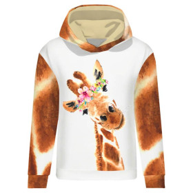 WOMEN’S HOODIE - FLOWER BOUQUET  pat. 3 (gold) - Elastic brushed knit fabric