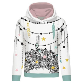 WOMEN’S HOODIE - FLOWER BOUQUET  pat. 3 (gold) - Elastic brushed knit fabric