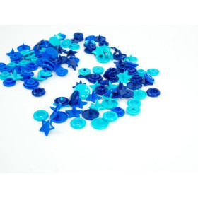 Color Snaps PRYM Love, plastic fasteners 12,4 mm - 30 sets - stars navy / turquoise / blue