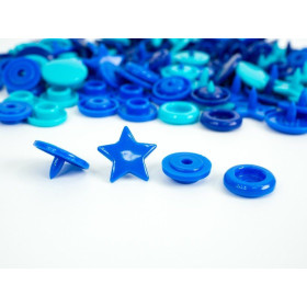 Color Snaps PRYM Love, plastic fasteners 12,4 mm - 30 sets - stars navy / turquoise / blue