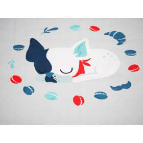 Sleeping dog (J'adore Paris) / aqua - panel single jersey TE210