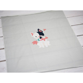 Dog with flower (J'adore Paris) / peach - panel single jersey TE210