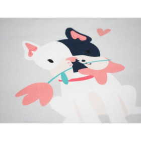 Dog with flower (J'adore Paris) / peach - panel single jersey TE210