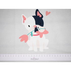 Dog with flower (J'adore Paris) / peach - panel single jersey TE210