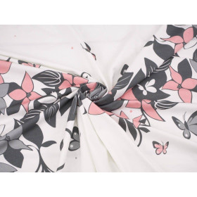 FLORAL PANEL (XL) / grey-pink - panel single jersey TE210