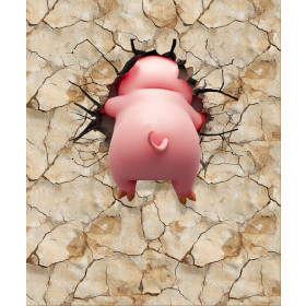 ANIMALS CRACKED wz.5 (piggy2) - panel (60cm x 50cm)  Cotton woven fabric