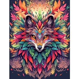 ANIMALS MANDALA wz.1 (fox) - panel (75cm x 80cm) looped knit fabric with elastane ITY