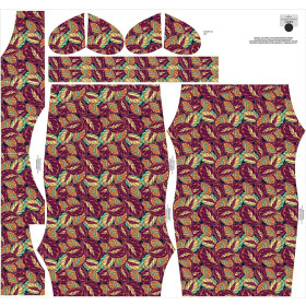 DRESS "CARMEN" - PURPLE LEAVES - sewing set