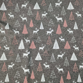 REINDEERS and CHRISTMAS TREES / eco melange - looped knit fabric