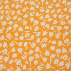 COLORFUL FLOWERS / orange - viscose woven fabric