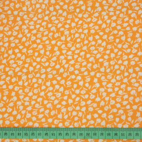 COLORFUL FLOWERS / orange - viscose woven fabric