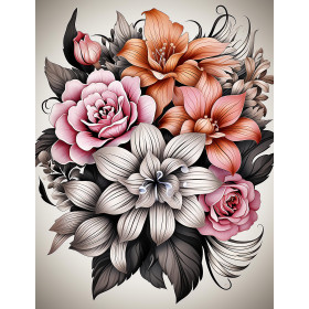 BOUQUET OF FLOWERS WZ.10 - panel (60cm x 50cm) brushed knitwear with elastane ITY