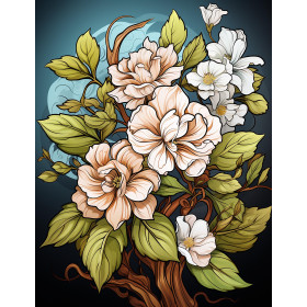 BOUQUET OF FLOWERS WZ.9 - panel (60cm x 50cm)  Cotton woven fabric