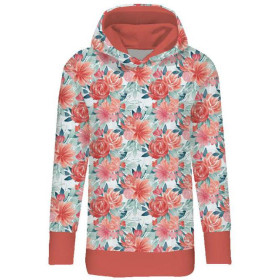 WOMEN’S HOODIE - FLOWER BOUQUET  pat. 3 (gold) - Elastic brushed knit fabric