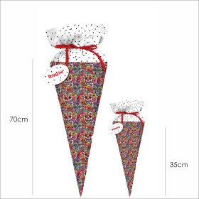 First Grade Candy Cone - SKULLS pat. 4 / colorful (DIA DE LOS MUERTOS) - sewing set