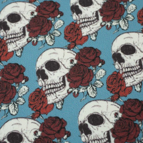 SKULLS AND ROSES - quick-drying woven fabric