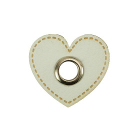 Washer with eyelet Heart - white