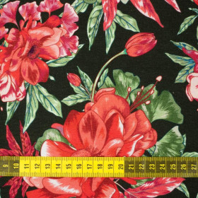 AZALEAS (RED GARDEN) - looped knit fabric