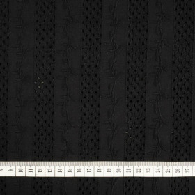 TWIGS / black - Embroidered cotton fabric