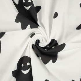 HALLOWEEN BLACK GHOSTS / white - looped knit SP250